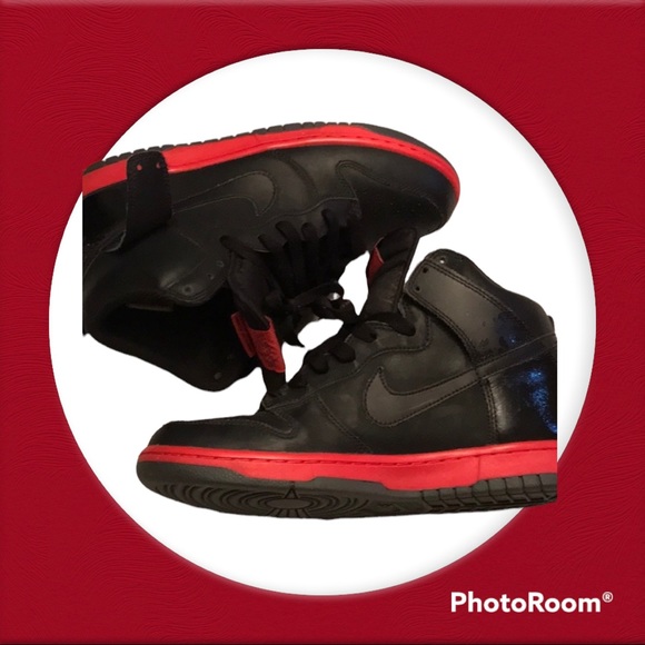 ❌SOLD❌2009 Nike High Dunk High size 9 Black/Hot Red - Picture 4 of 9